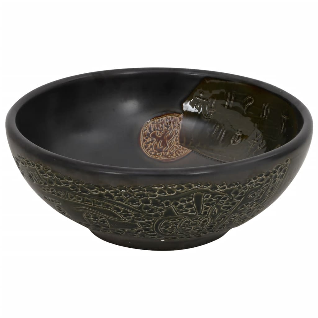 håndvask til bordplade Φ41x14 cm rund keramik sort