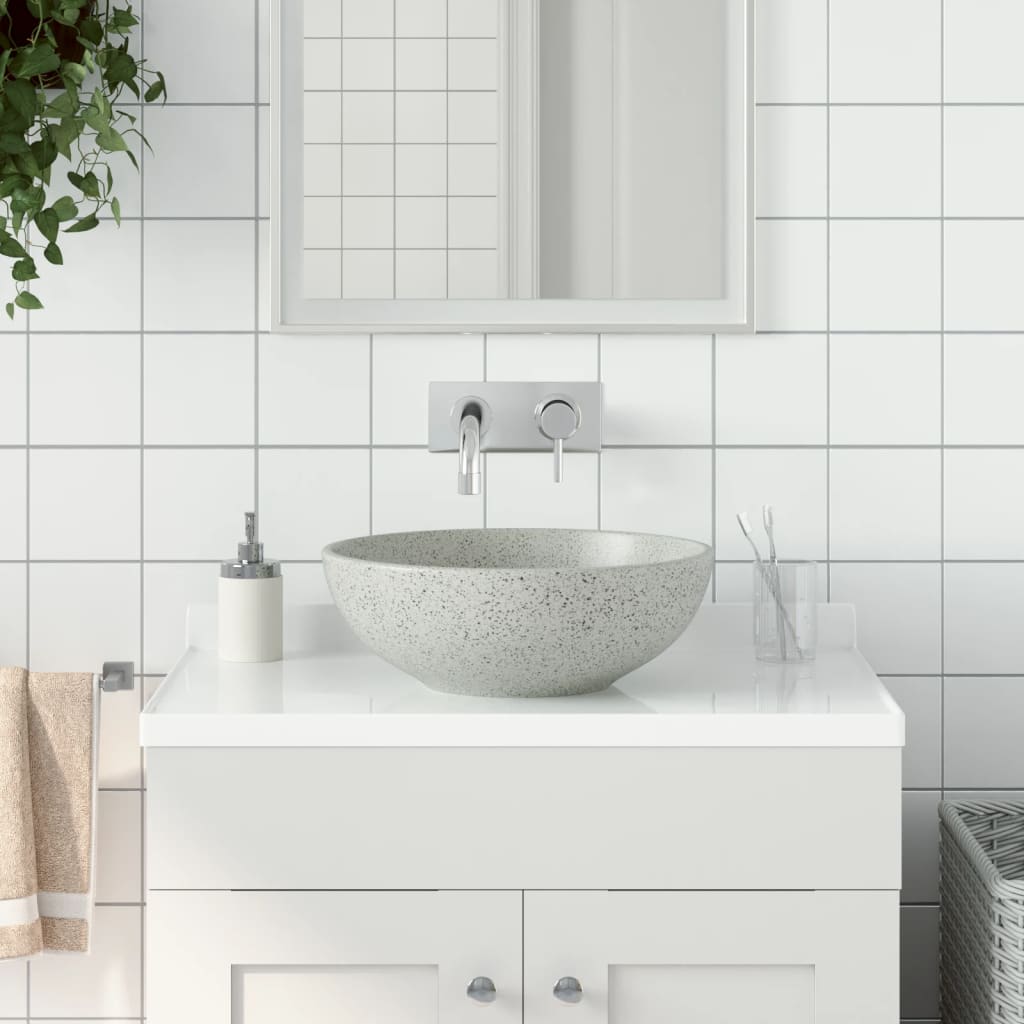 håndvask til bordplade Φ41x14 cm rund keramik grå