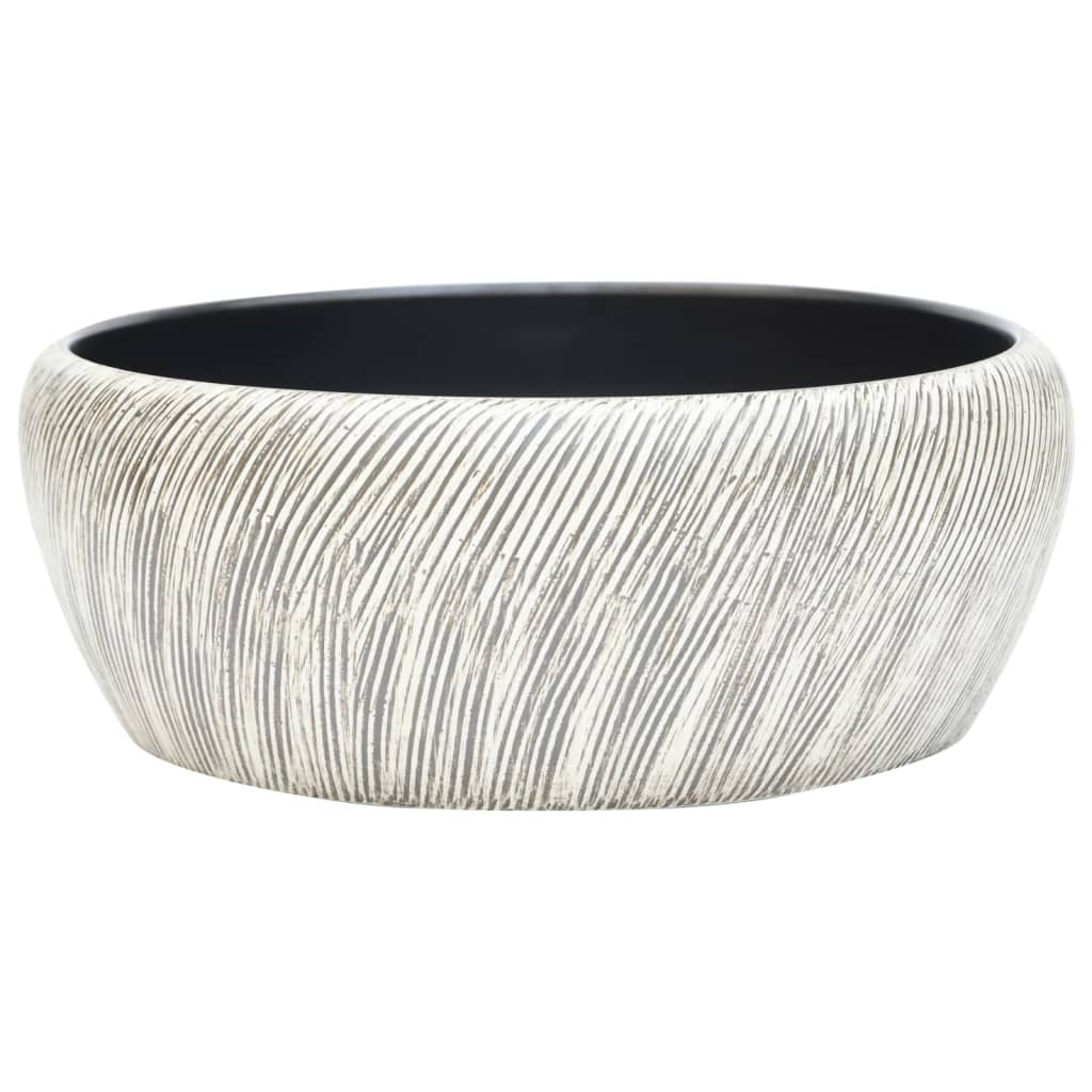håndvask til bordplade Φ41x14 cm rund keramik sort og grå