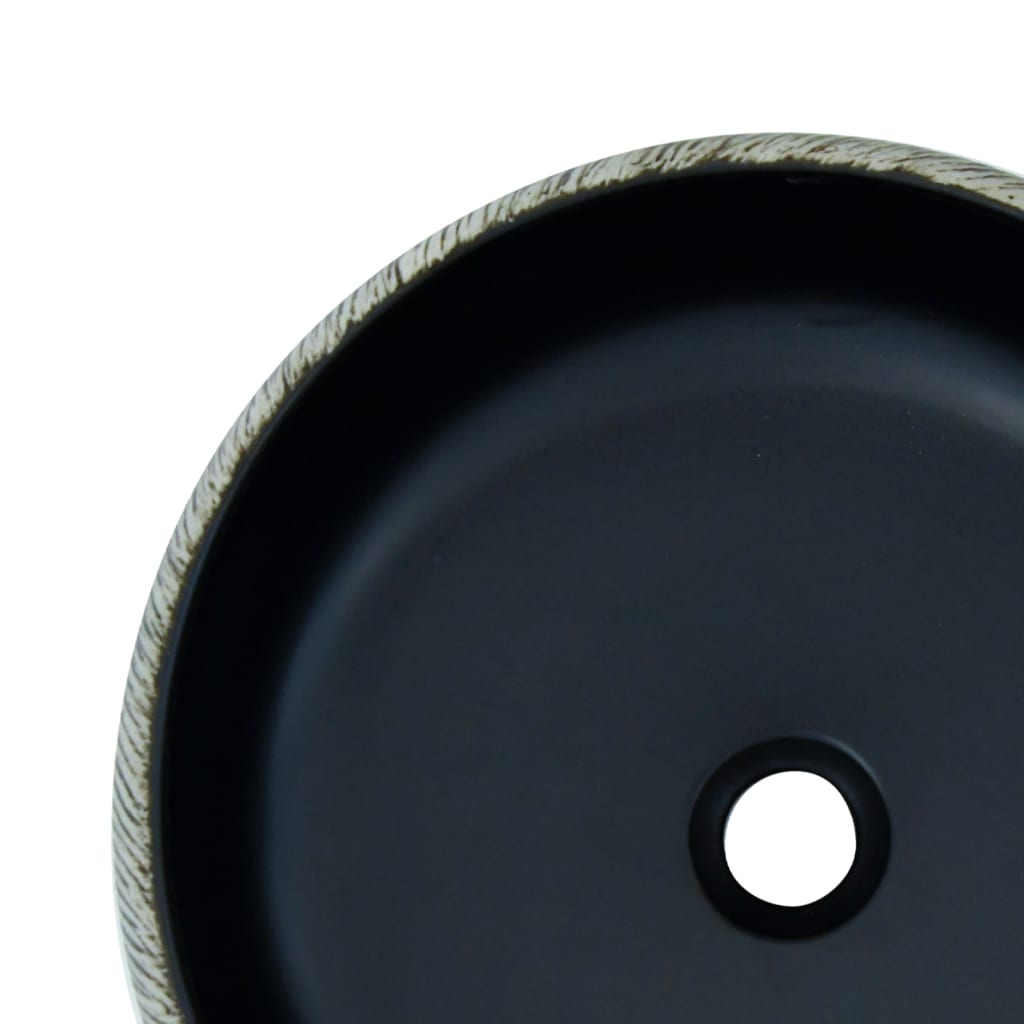 håndvask til bordplade Φ41x14 cm rund keramik sort og grå