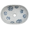 håndvask til bordplade 47x33x13 cm oval keramik grå og blå