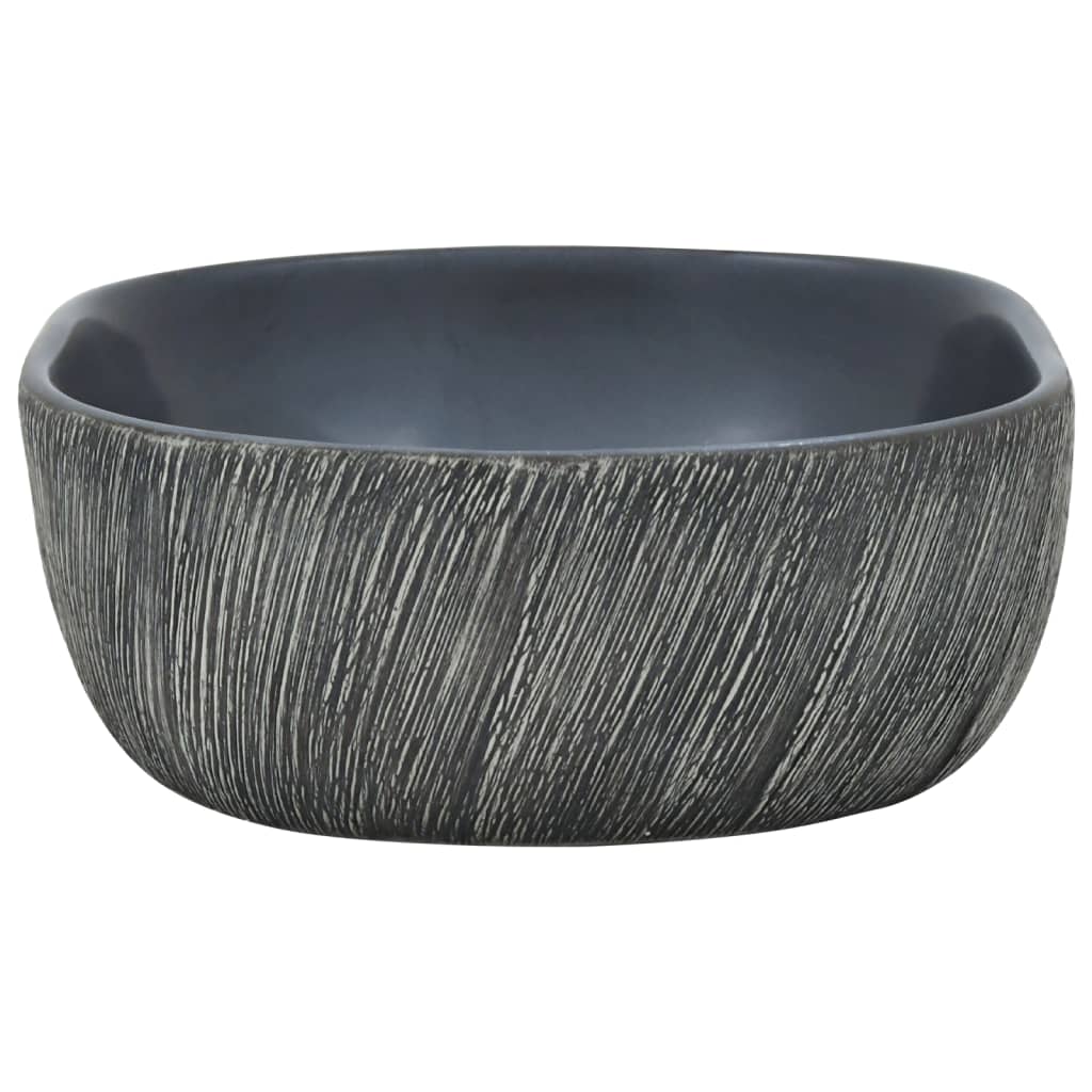 håndvask til bordplade 47x33x13 cm oval keramik sort og grå