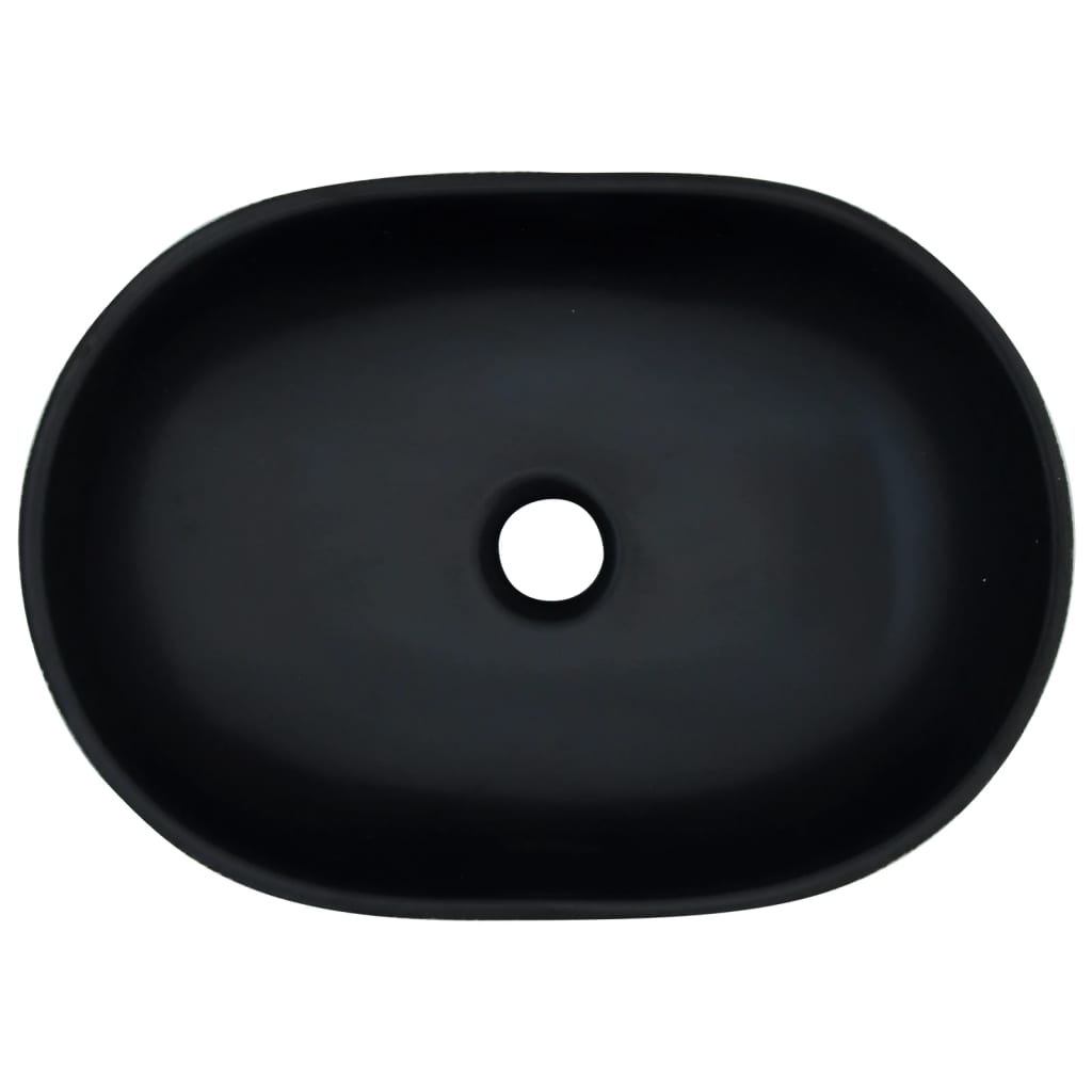 håndvask til bordplade 47x33x13 cm oval keramik sort og grå