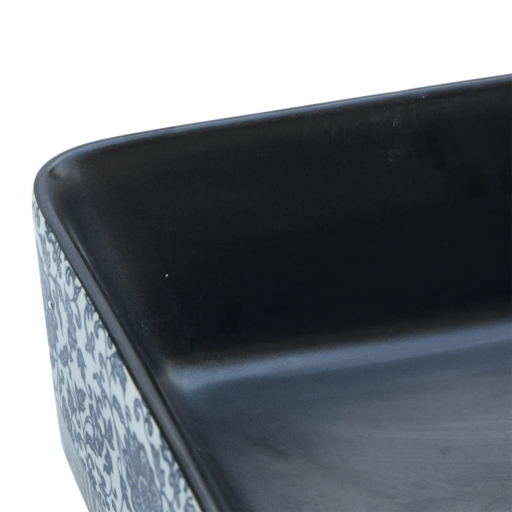 håndvask til bord 46x35,5x13 cm rektangulær keramik sort og blå