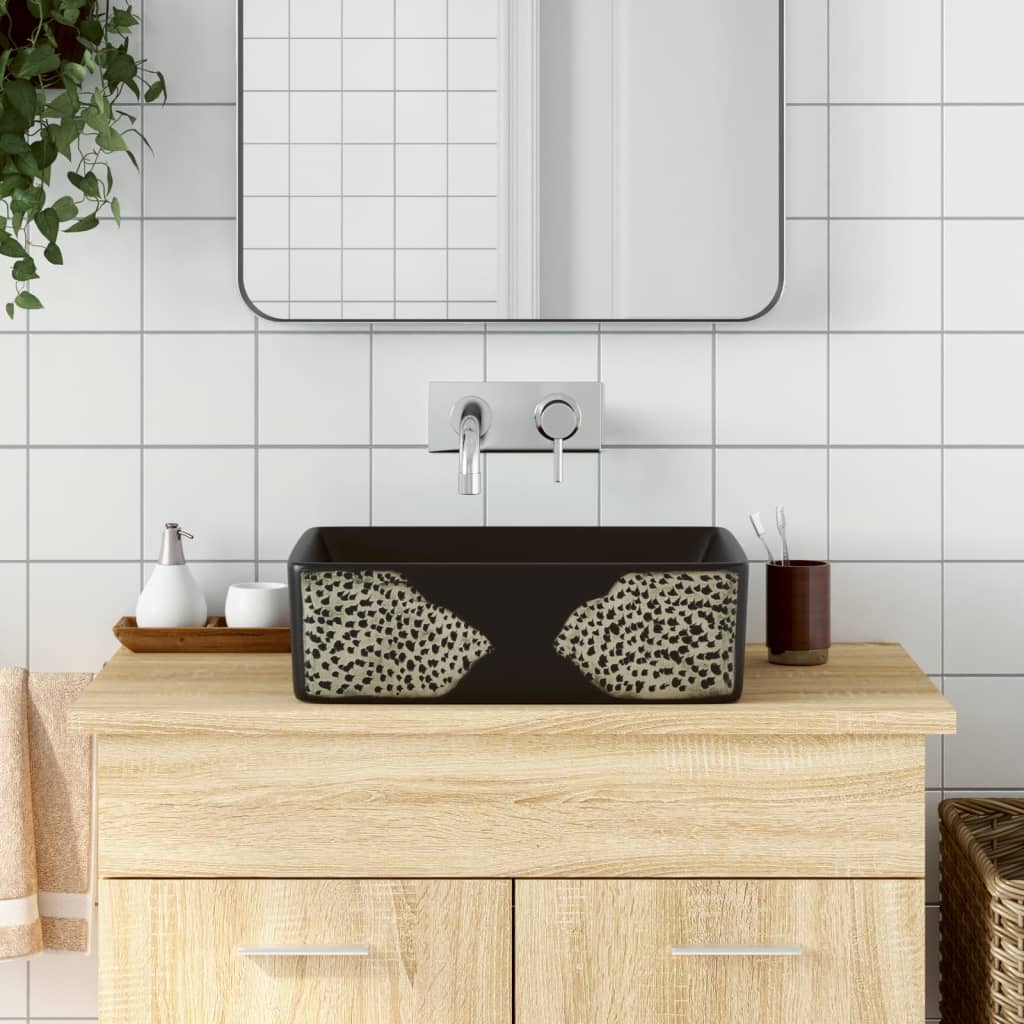 håndvask til bord 46x35,5x13 cm rektangulær keramik sort