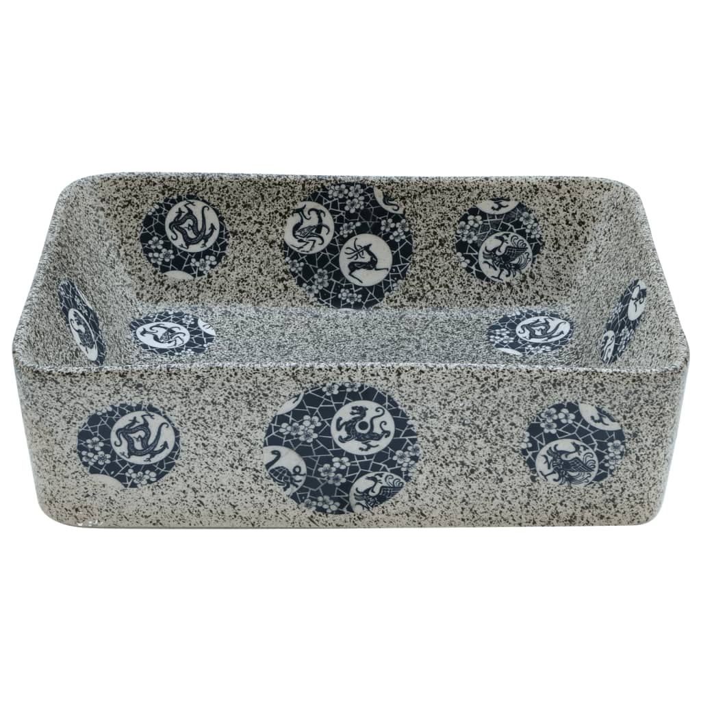 håndvask til bord 46x35,5x13 cm rektangulær keramik flerfarvet