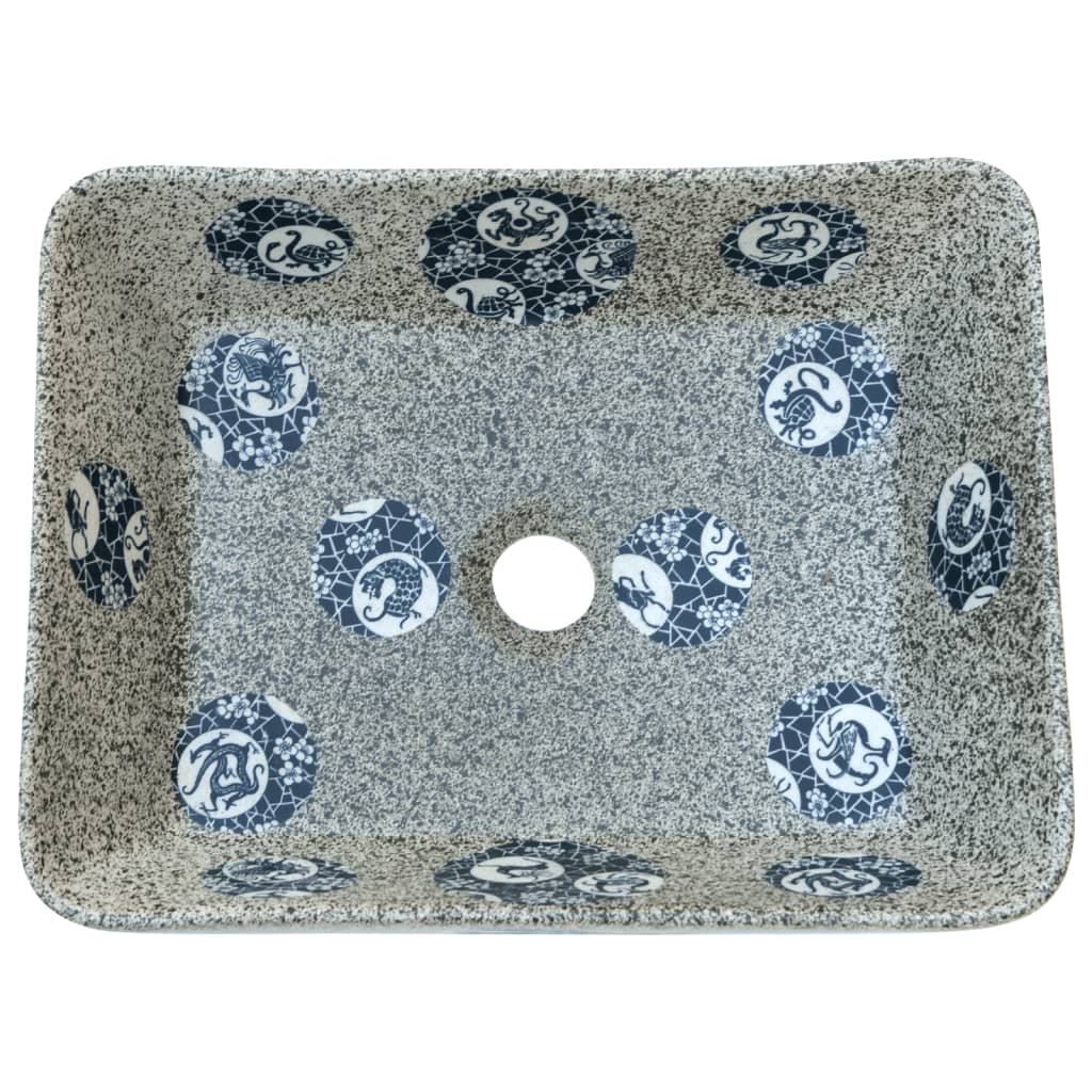 håndvask til bord 46x35,5x13 cm rektangulær keramik flerfarvet