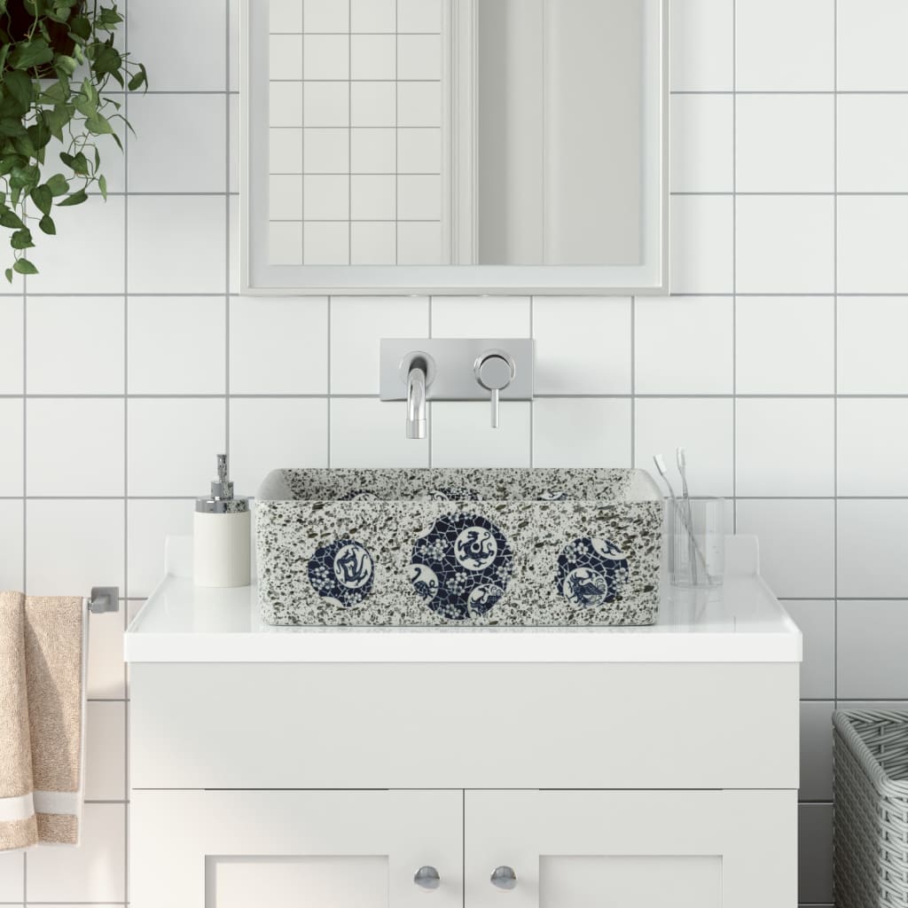 håndvask til bord 46x35,5x13 cm rektangulær keramik flerfarvet