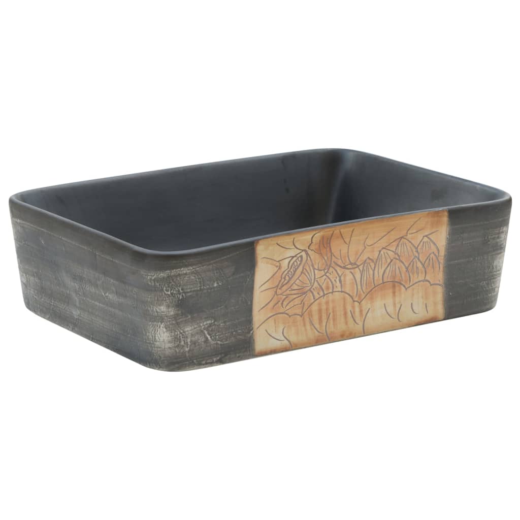 håndvask til bord 46x35,5x13 cm rektangulær keramik sort brun