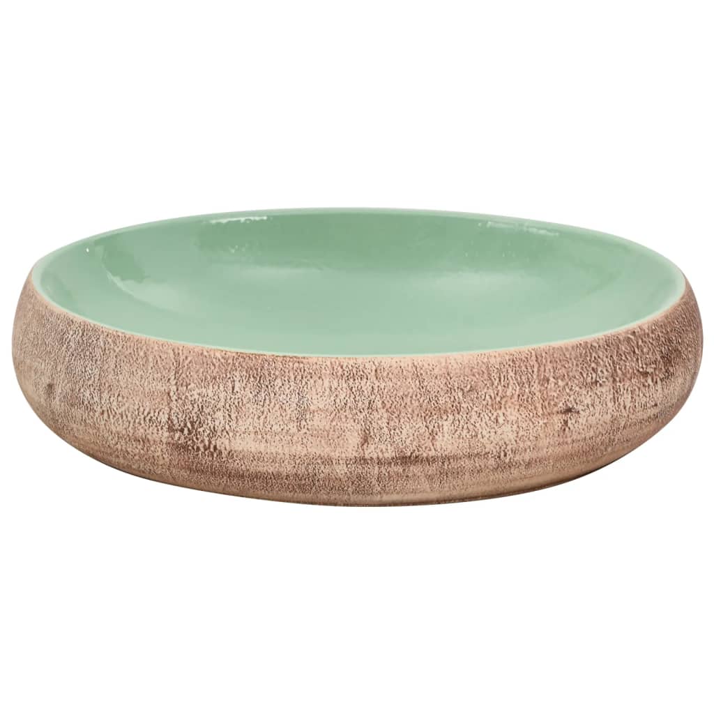 håndvask til bordplade 59x40x15 cm oval keramik grøn og brun