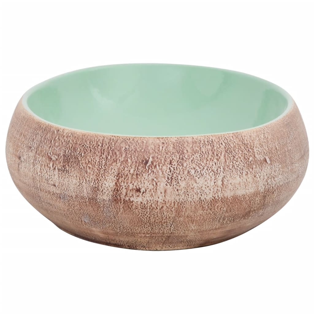 håndvask til bordplade 59x40x15 cm oval keramik grøn og brun