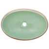 håndvask til bordplade 59x40x15 cm oval keramik grøn og brun