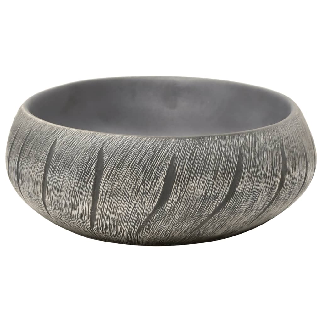 håndvask til bordplade 59x40x15 cm oval keramik sort og grå