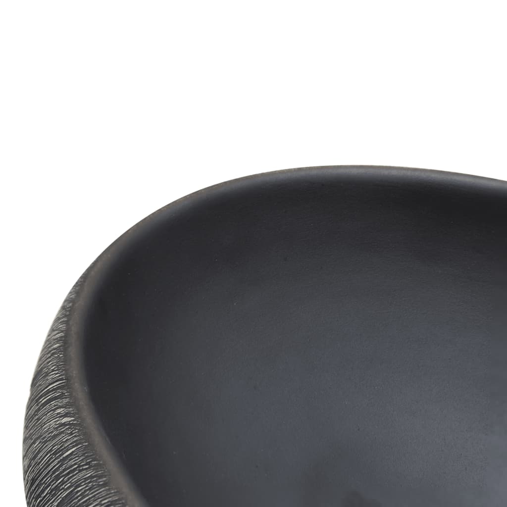 håndvask til bordplade 59x40x15 cm oval keramik sort og grå