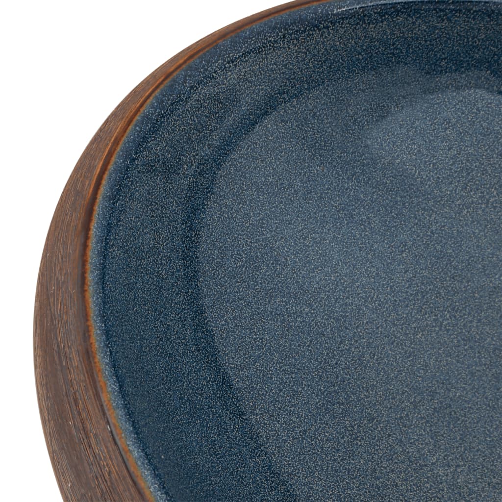 håndvask til bordplade 59x40x15 cm oval keramik brun og blå
