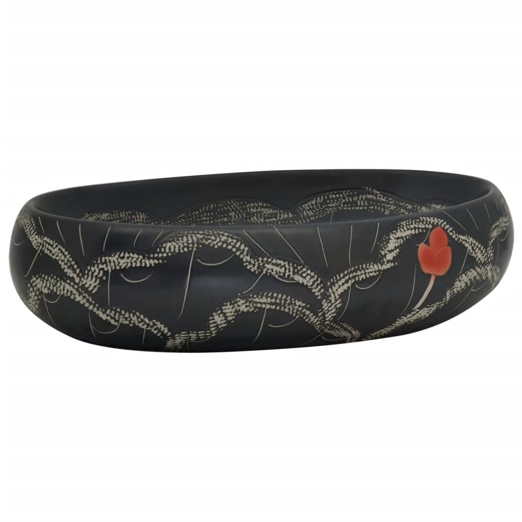 håndvask til bordplade 59x40x15 cm oval keramik sort