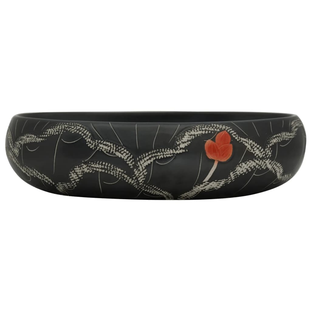 håndvask til bordplade 59x40x15 cm oval keramik sort