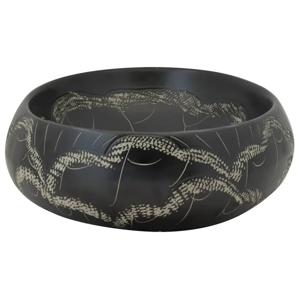 håndvask til bordplade 59x40x15 cm oval keramik sort