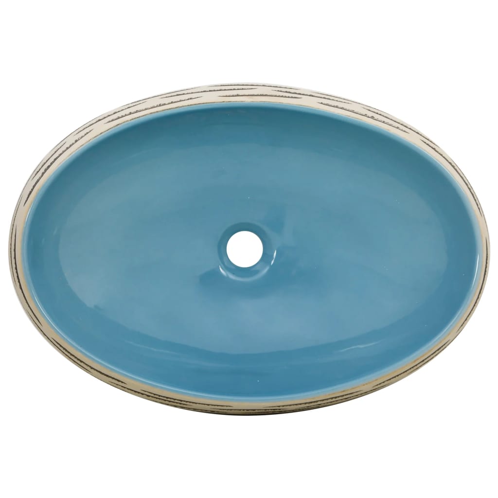 håndvask til bordplade 59x40x15 cm oval keramik flerfarvet