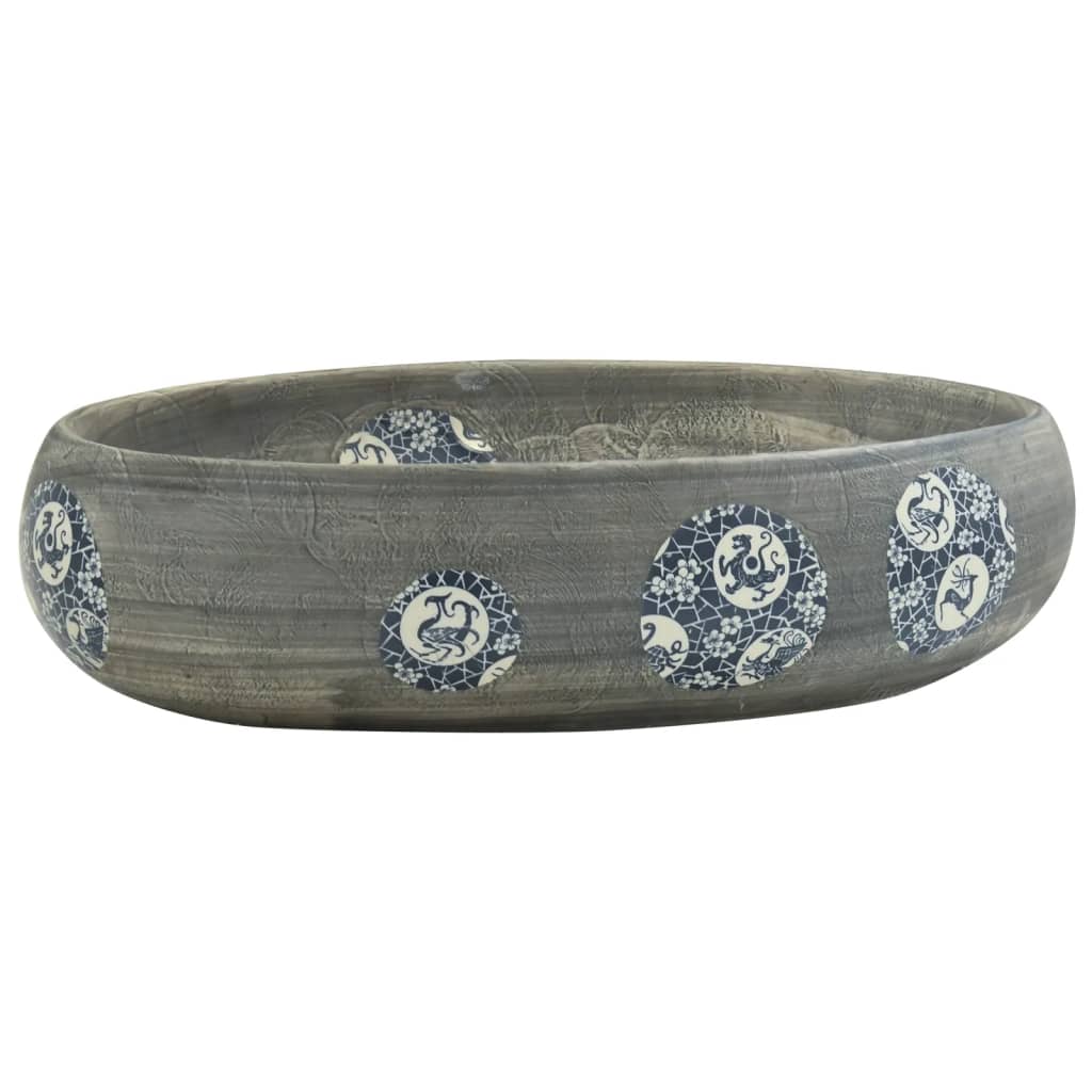 håndvask til bordplade 59x40x15 cm oval keramik grå