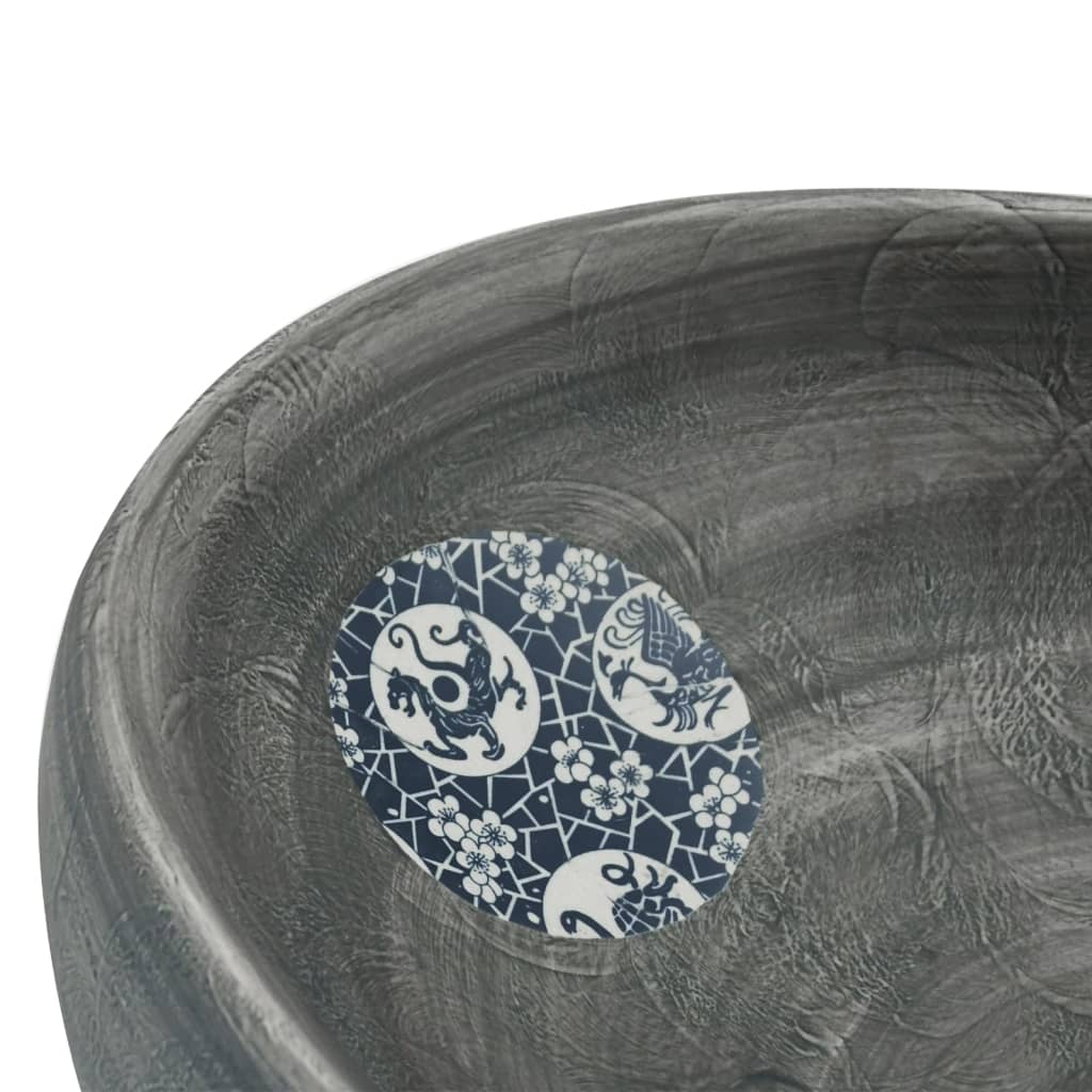 håndvask til bordplade 59x40x15 cm oval keramik grå