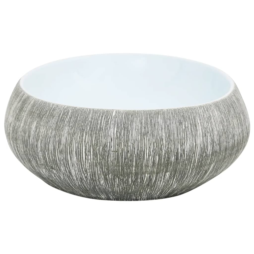 håndvask til bordplade 59x40x15 cm oval keramik grå og blå