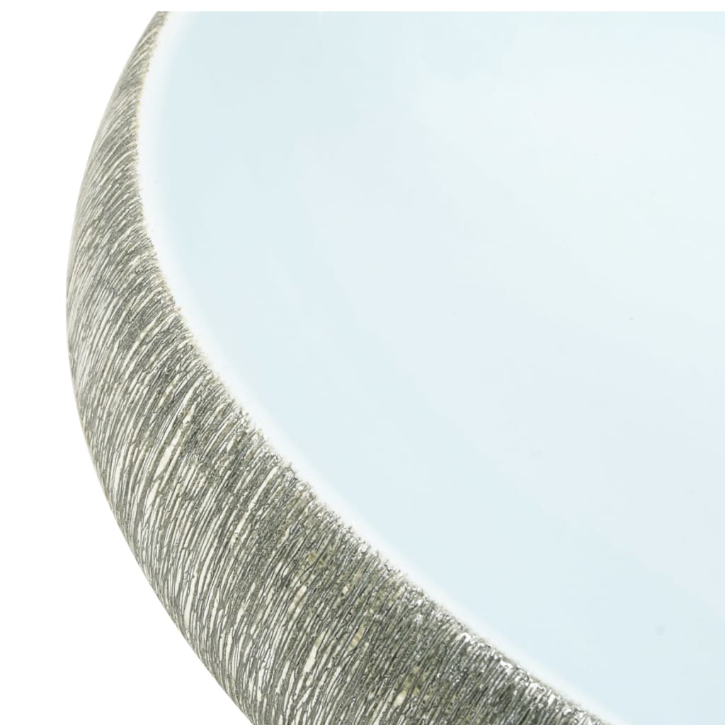 håndvask til bordplade 59x40x15 cm oval keramik grå og blå