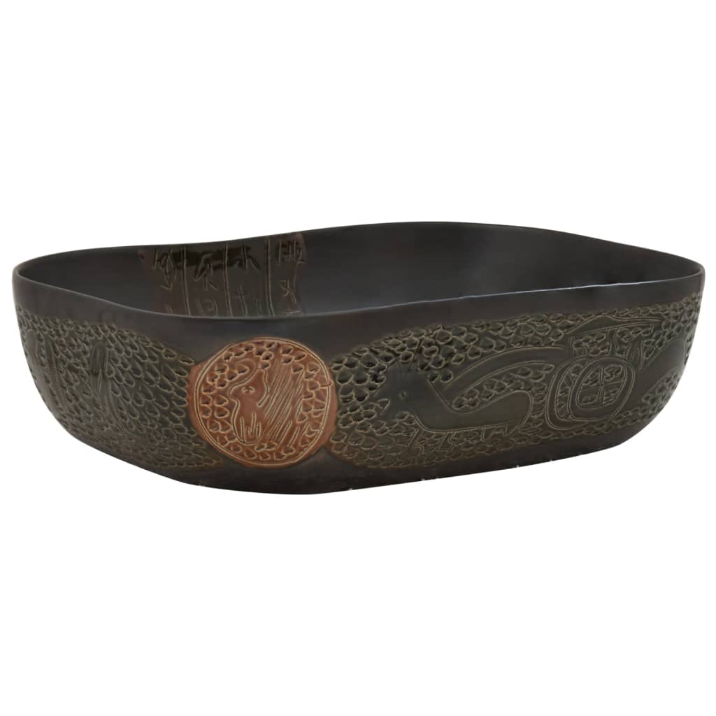 håndvask til bord 48x37,5x13,5 cm rektangulær keramik sort