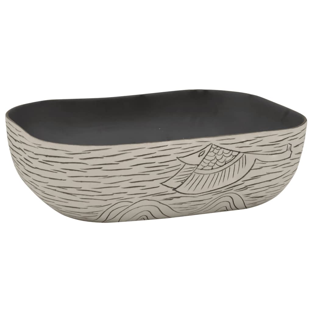 håndvask til bord 48x37,5x13,5 cm rektangulær keramik grå sort