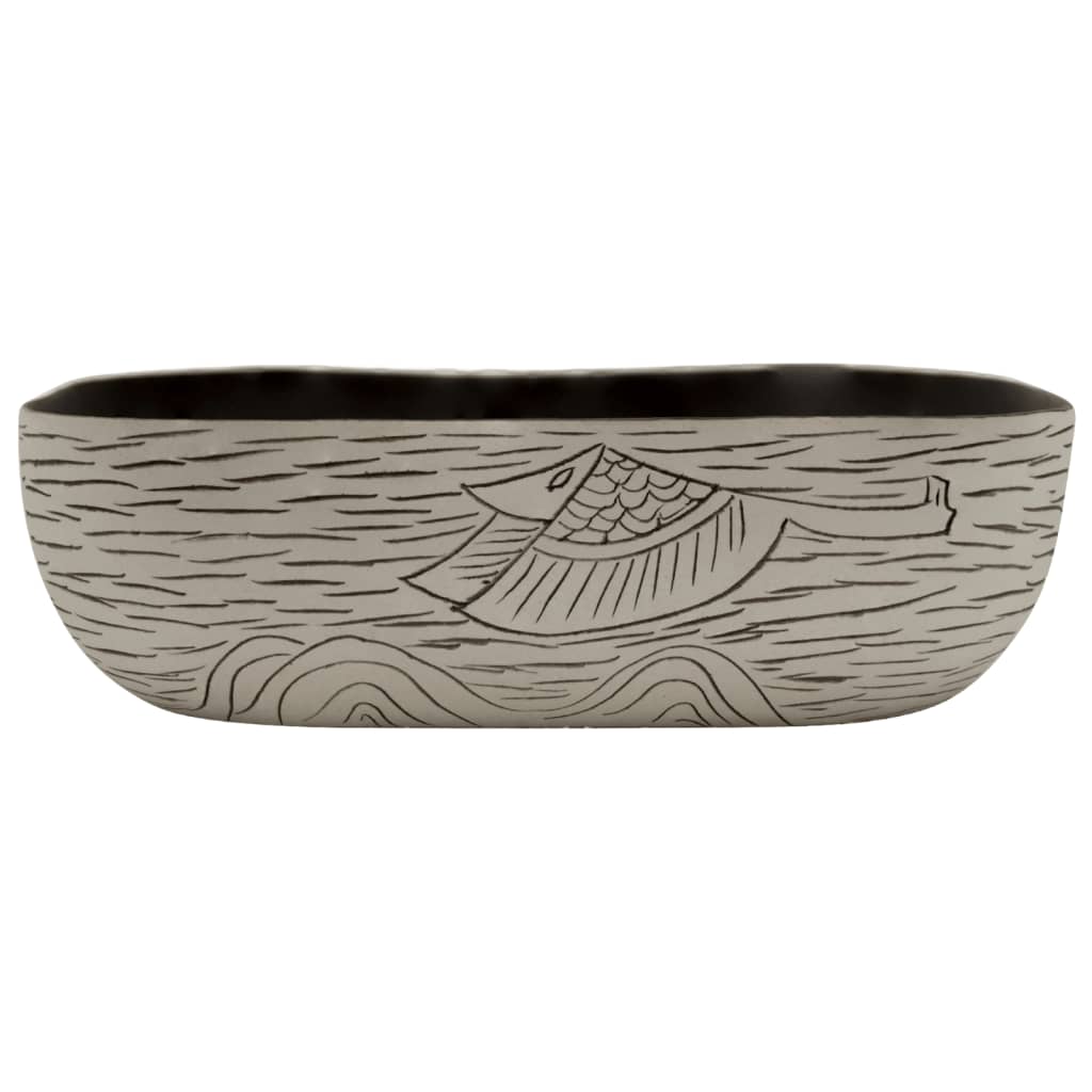 håndvask til bord 48x37,5x13,5 cm rektangulær keramik grå sort