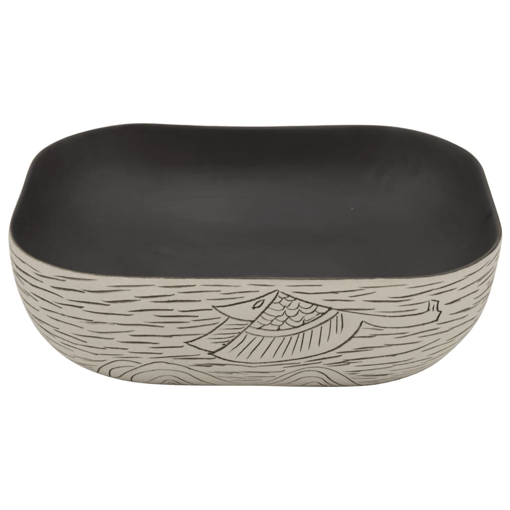 håndvask til bord 48x37,5x13,5 cm rektangulær keramik grå sort