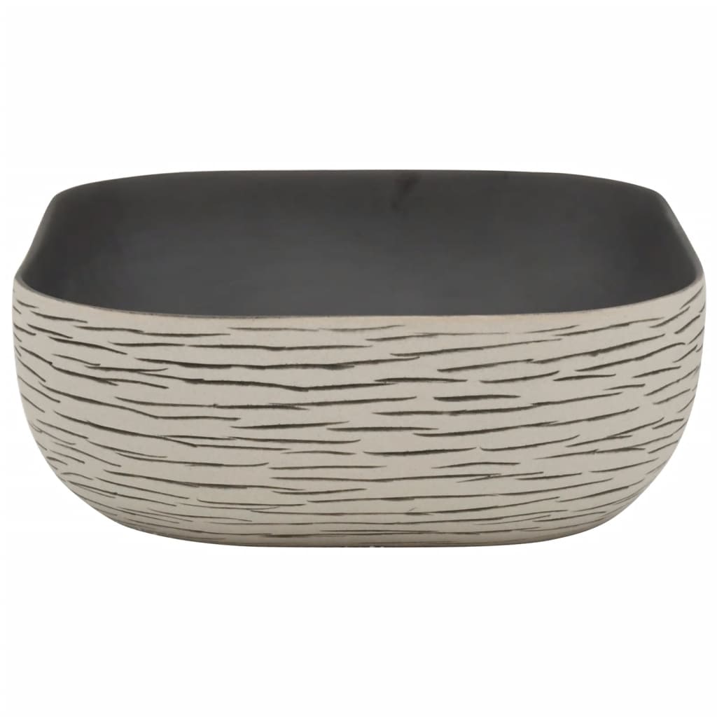 håndvask til bord 48x37,5x13,5 cm rektangulær keramik grå sort