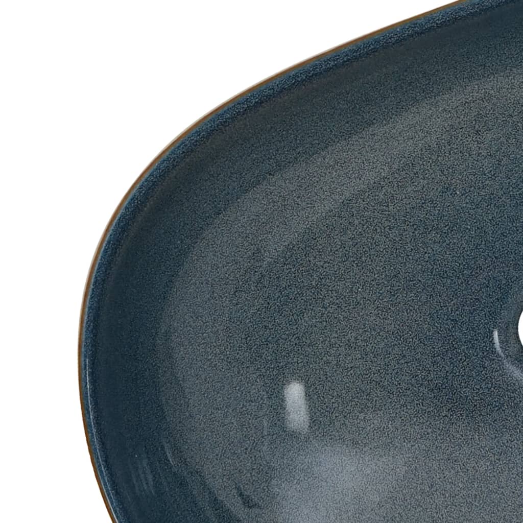 håndvask til bordplade 59x40x14 cm oval keramik sand og blå