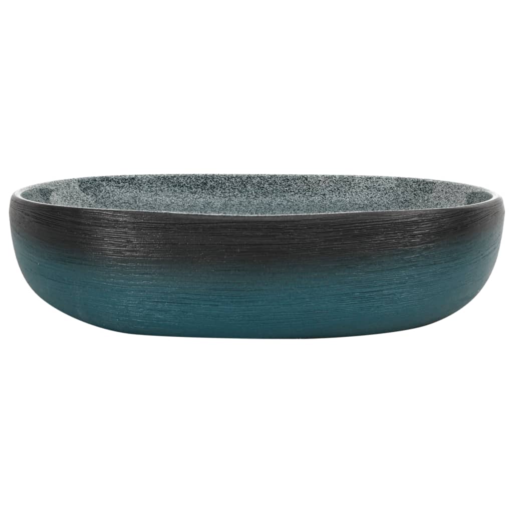 håndvask til bordplade 59x40x14 cm oval keramik turkis
