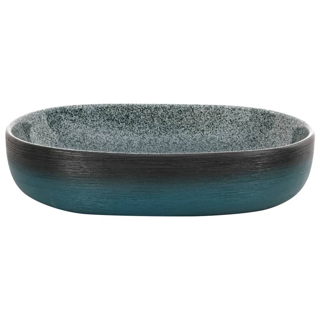 håndvask til bordplade 59x40x14 cm oval keramik turkis