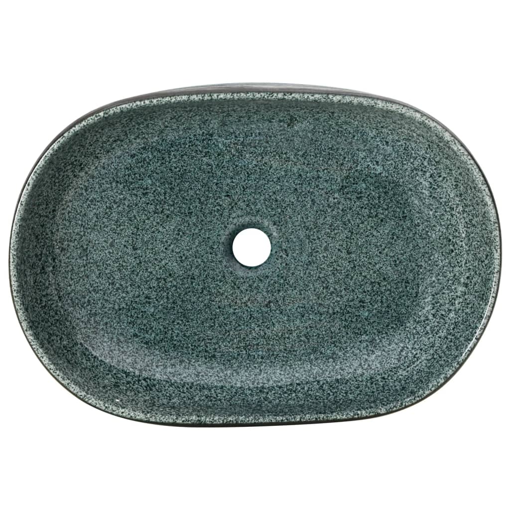 håndvask til bordplade 59x40x14 cm oval keramik turkis