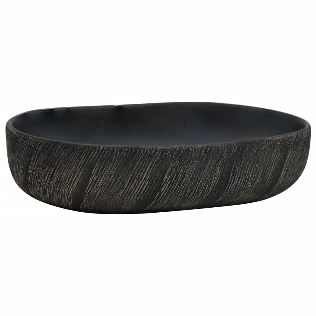 håndvask til bordplade 59x40x14 cm oval keramik sort