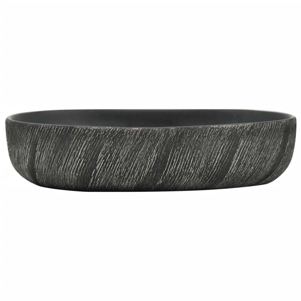håndvask til bordplade 59x40x14 cm oval keramik sort