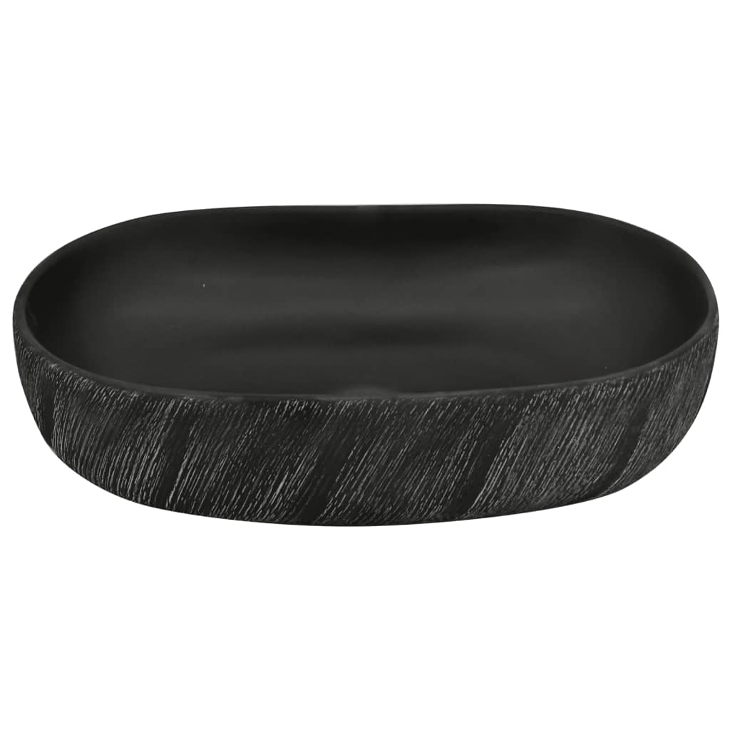 håndvask til bordplade 59x40x14 cm oval keramik sort
