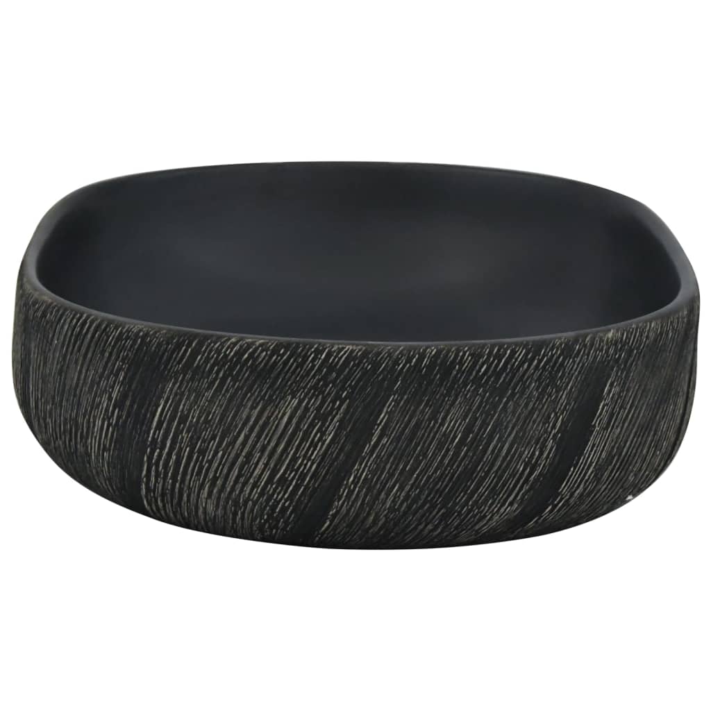 håndvask til bordplade 59x40x14 cm oval keramik sort