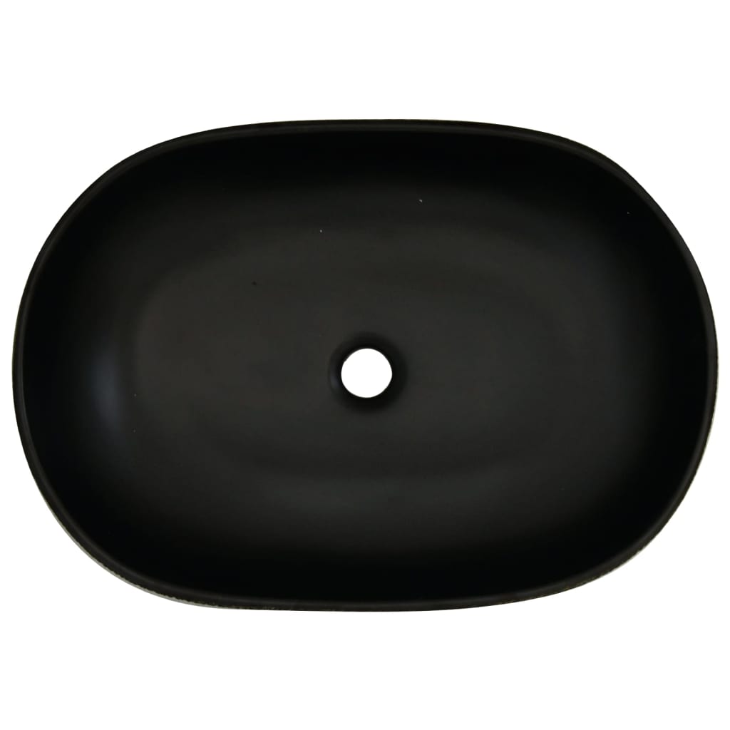 håndvask til bordplade 59x40x14 cm oval keramik sort