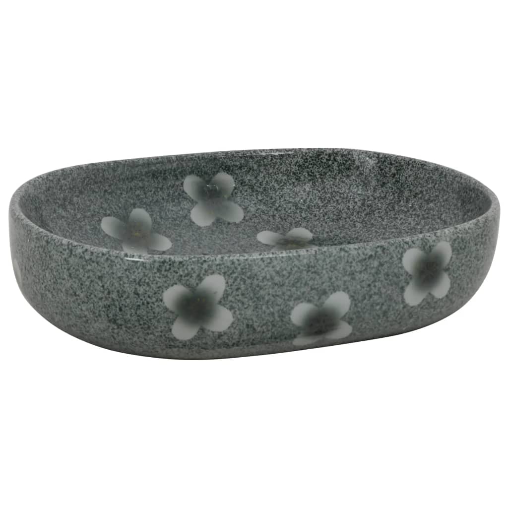 håndvask til bordplade 59x40x14 cm oval keramik blå