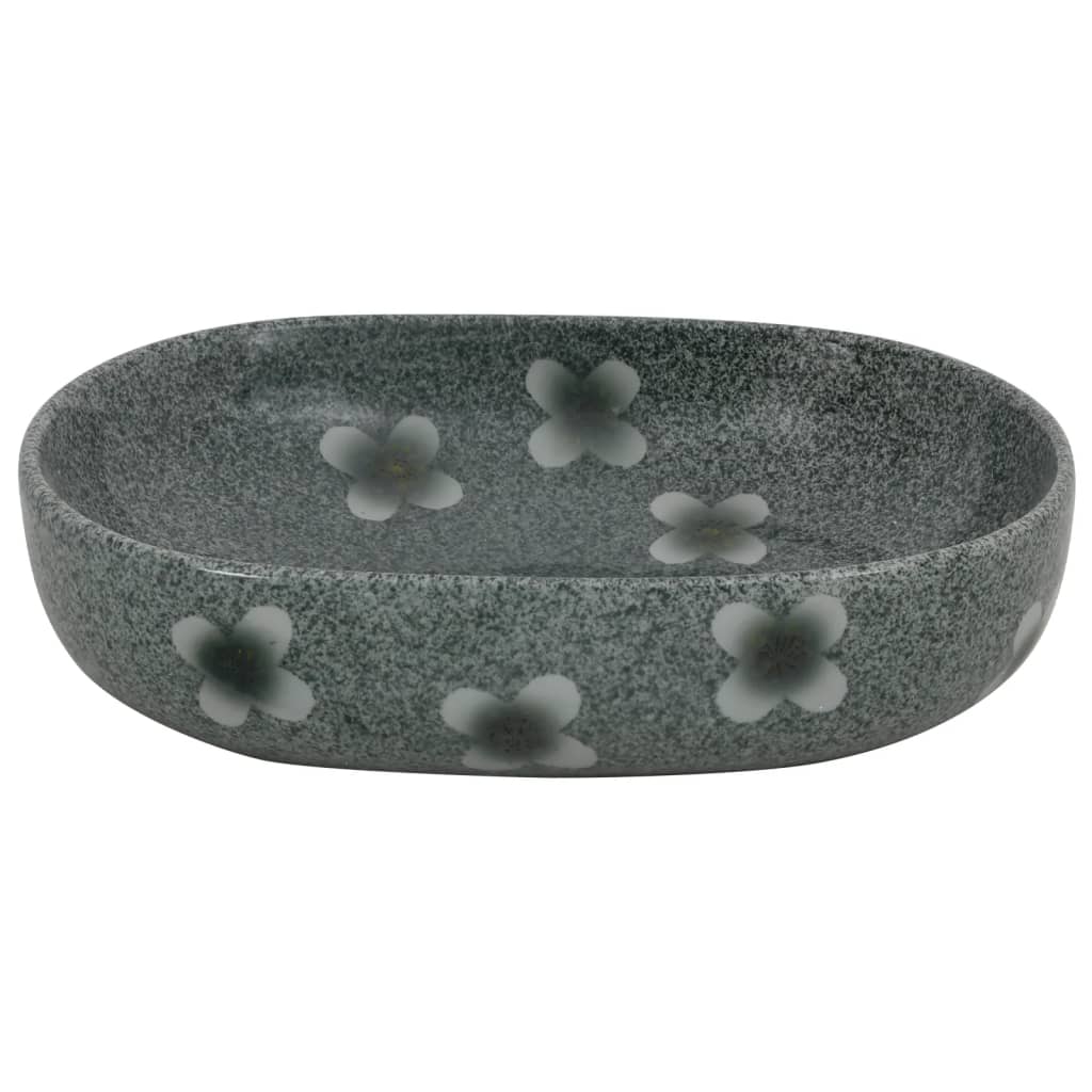 håndvask til bordplade 59x40x14 cm oval keramik blå