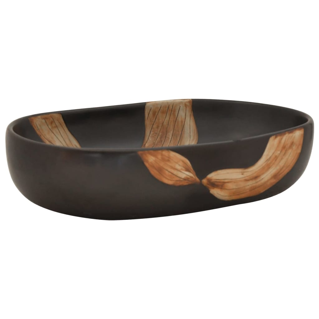 håndvask til bordplade 59x40x14 cm oval keramik sort
