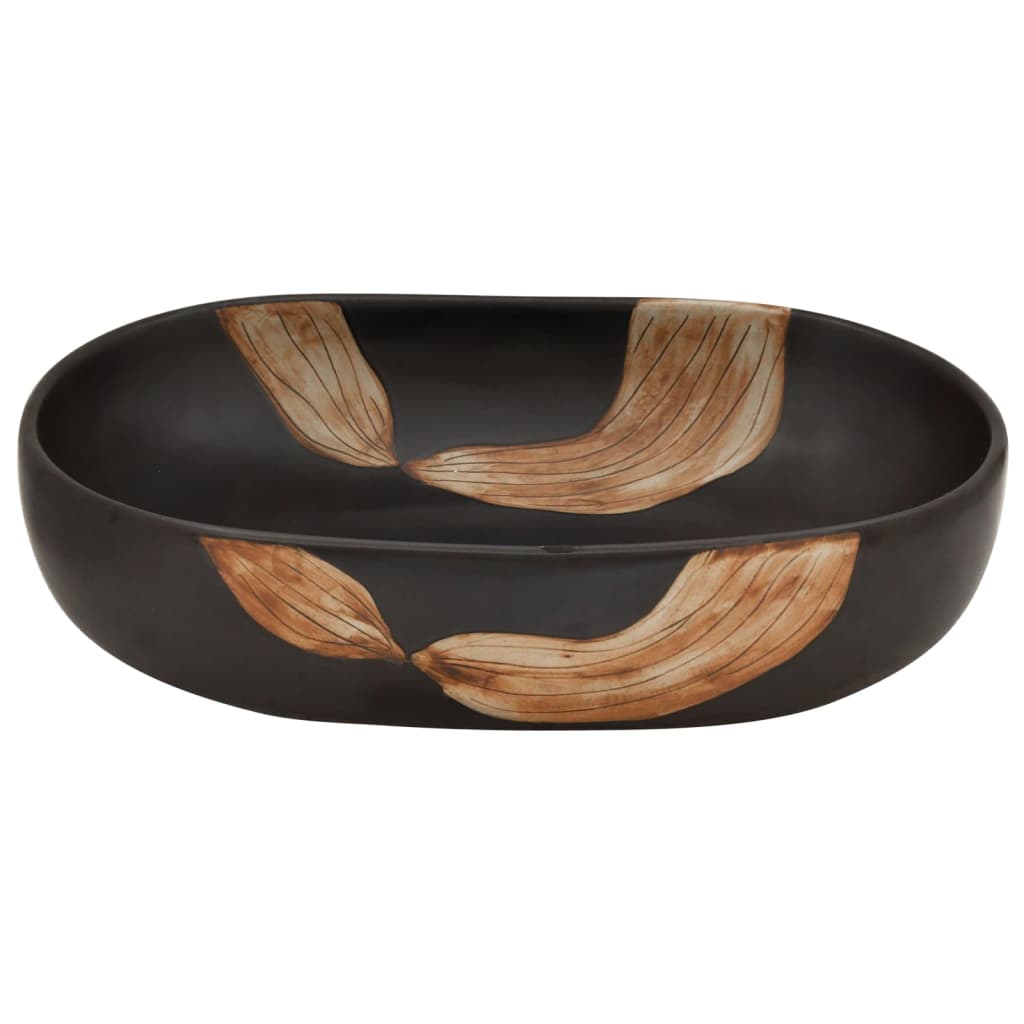 håndvask til bordplade 59x40x14 cm oval keramik sort