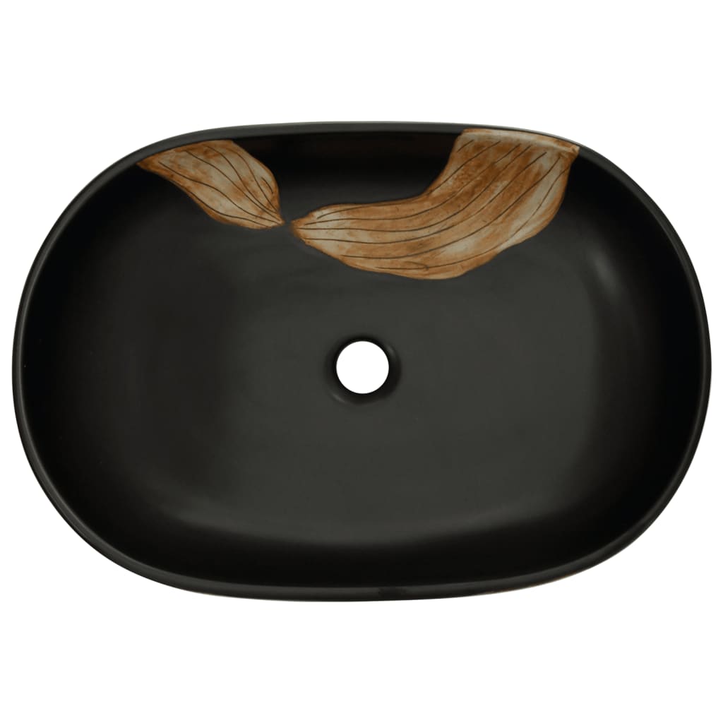 håndvask til bordplade 59x40x14 cm oval keramik sort
