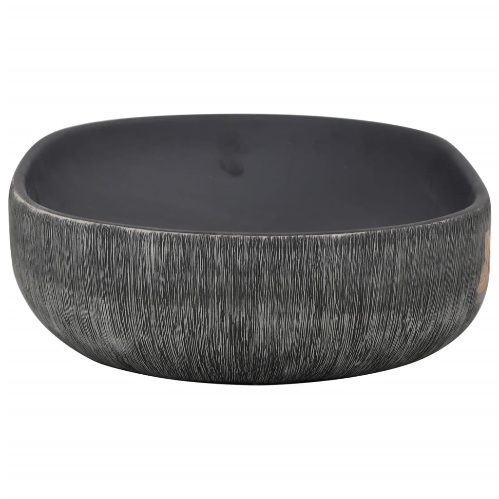 håndvask til bordplade 59x40x15 cm oval keramik grå og sort