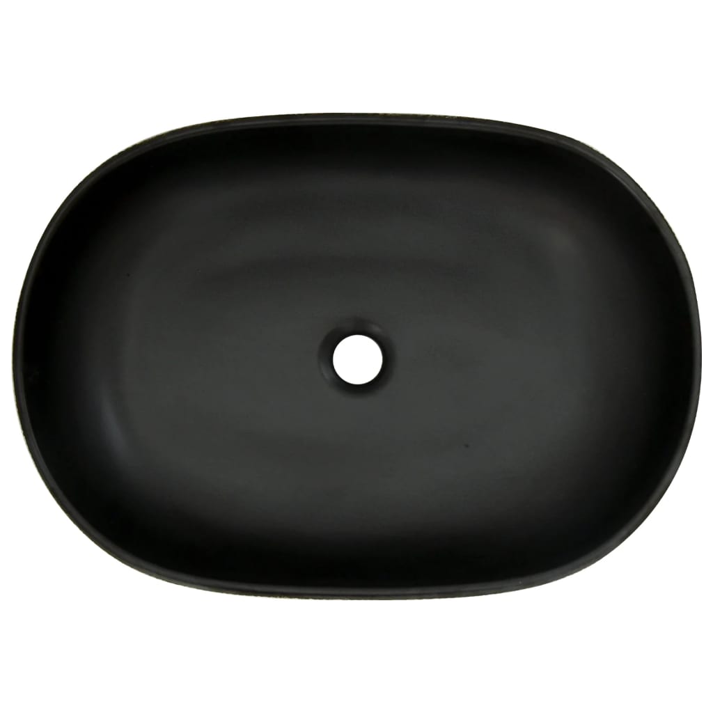 håndvask til bordplade 59x40x15 cm oval keramik grå og sort