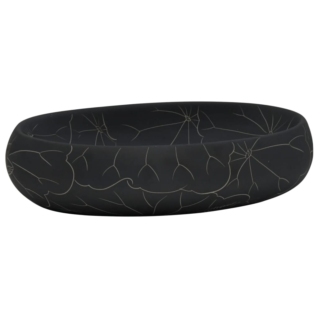 håndvask til bordplade 59x40x15 cm oval keramik sort