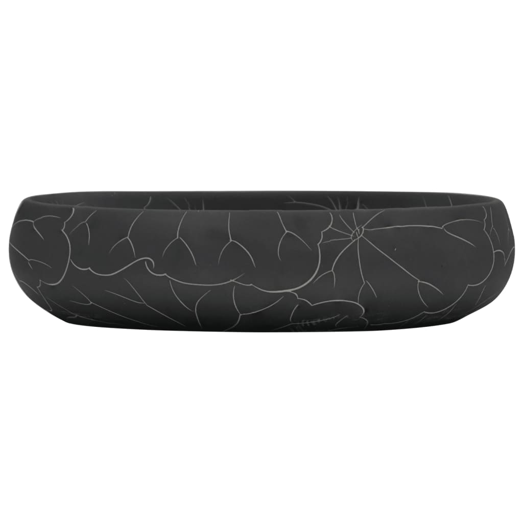 håndvask til bordplade 59x40x15 cm oval keramik sort